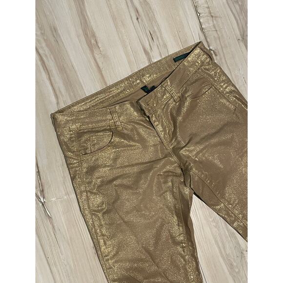 Benetton gold metallic skinny jeans size 31 - Picture 4 of 6